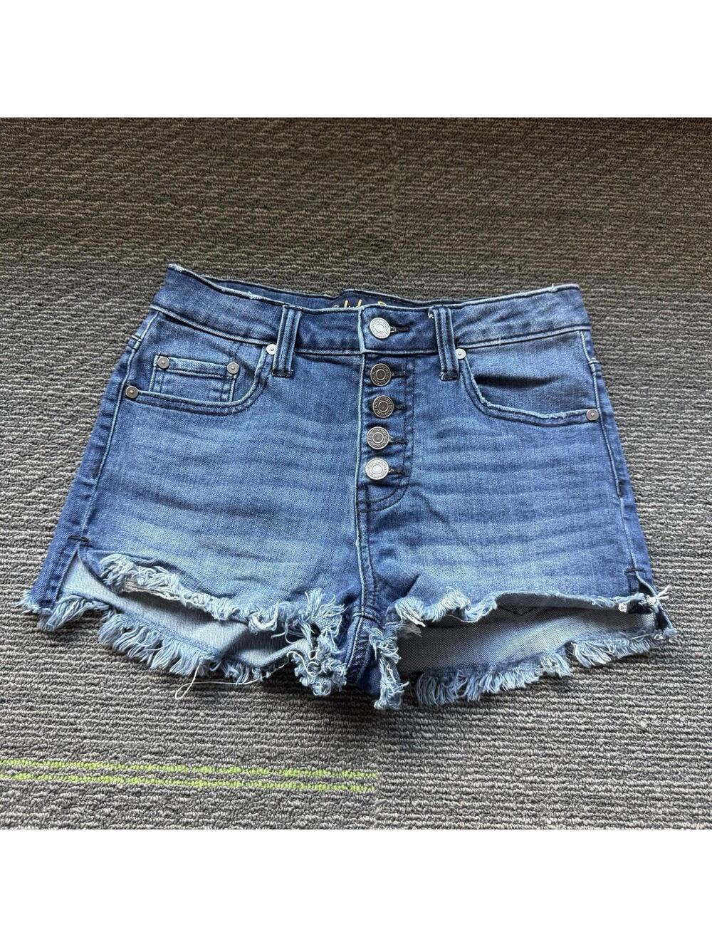 Womens Shorts Sz 3 Indigo Rein High-Waisted Relaxed Button Fly Dark Denim